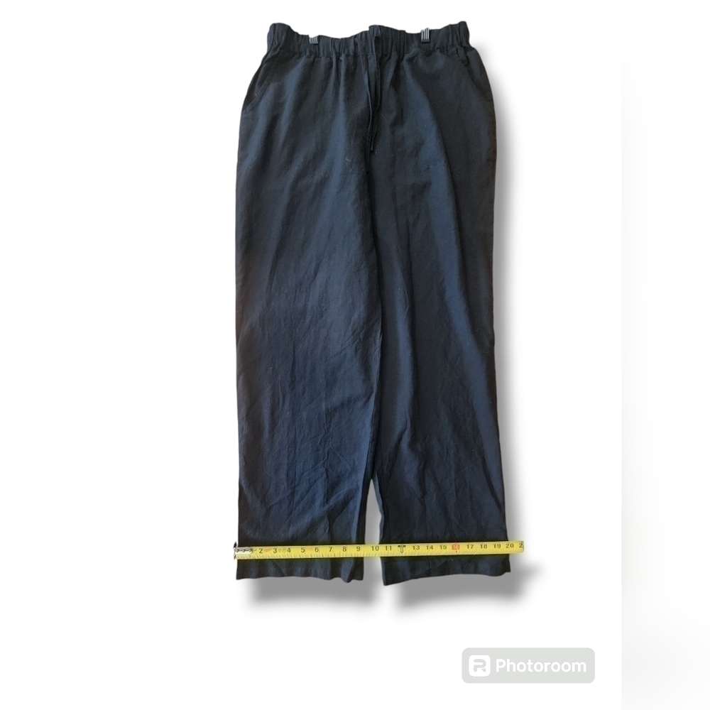 Chartou Cotton Pants Black With Pockets Comfortable Lightweight Comfort Size L - Picture 3 of 8